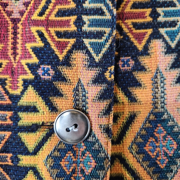 Incredible Vintage ORVIS Southwestern Aztec Tapestry Print Mutilcolour Vest sz L - Picture 3 of 7